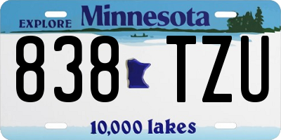 MN license plate 838TZU
