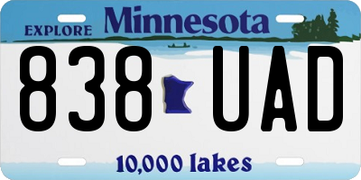 MN license plate 838UAD