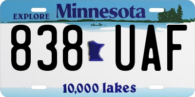 MN license plate 838UAF