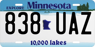 MN license plate 838UAZ