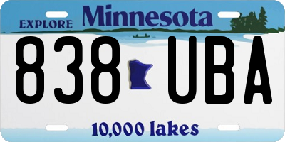MN license plate 838UBA
