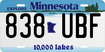 MN license plate 838UBF