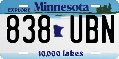 MN license plate 838UBN