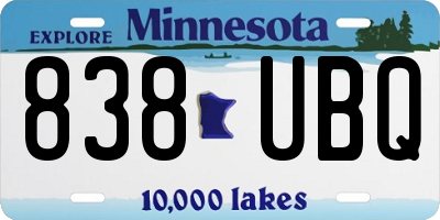 MN license plate 838UBQ