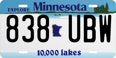 MN license plate 838UBW