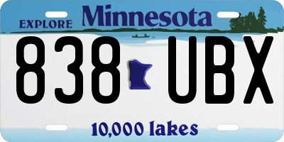 MN license plate 838UBX