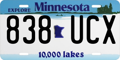 MN license plate 838UCX