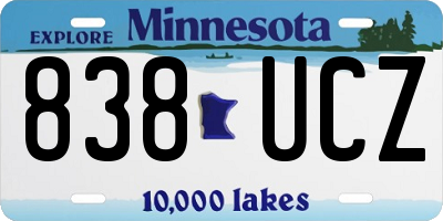 MN license plate 838UCZ