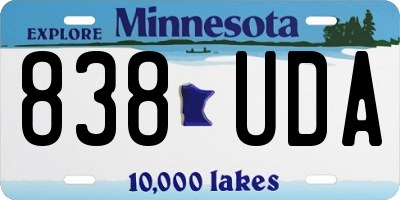 MN license plate 838UDA