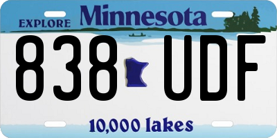 MN license plate 838UDF
