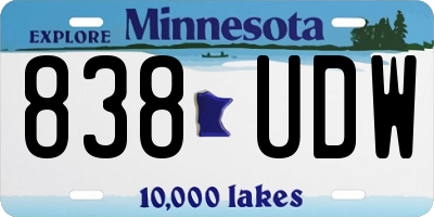 MN license plate 838UDW