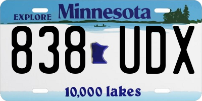 MN license plate 838UDX