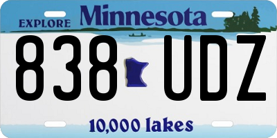 MN license plate 838UDZ