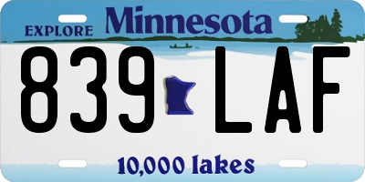 MN license plate 839LAF