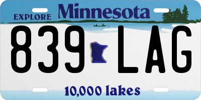 MN license plate 839LAG