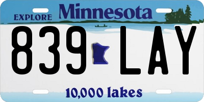 MN license plate 839LAY