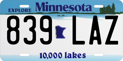 MN license plate 839LAZ