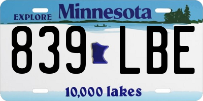 MN license plate 839LBE