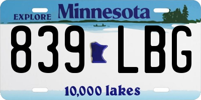 MN license plate 839LBG