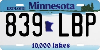 MN license plate 839LBP