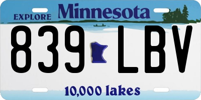 MN license plate 839LBV