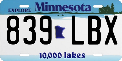 MN license plate 839LBX