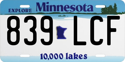 MN license plate 839LCF