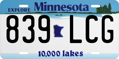 MN license plate 839LCG