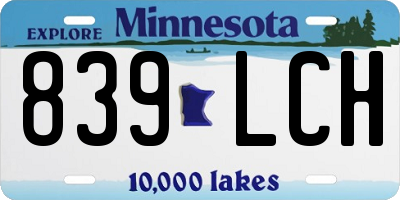 MN license plate 839LCH