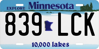 MN license plate 839LCK