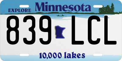 MN license plate 839LCL