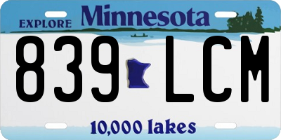 MN license plate 839LCM