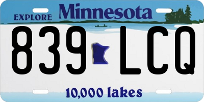 MN license plate 839LCQ