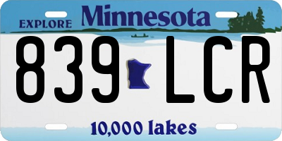 MN license plate 839LCR