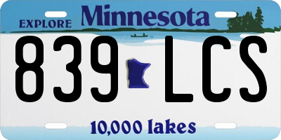 MN license plate 839LCS