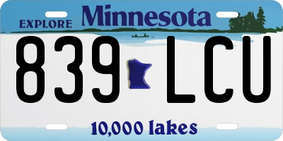 MN license plate 839LCU