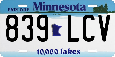 MN license plate 839LCV
