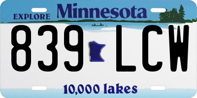 MN license plate 839LCW