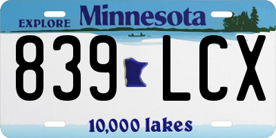 MN license plate 839LCX