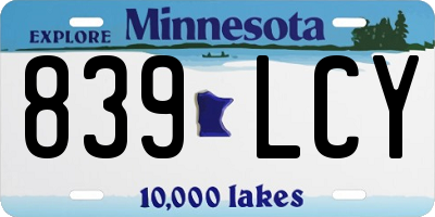 MN license plate 839LCY