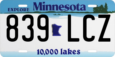 MN license plate 839LCZ
