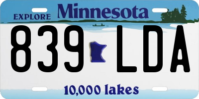 MN license plate 839LDA