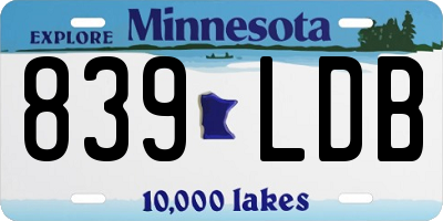 MN license plate 839LDB