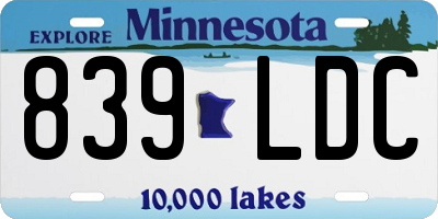 MN license plate 839LDC