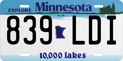 MN license plate 839LDI