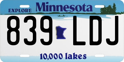 MN license plate 839LDJ