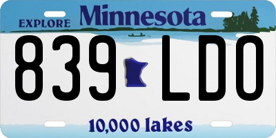 MN license plate 839LDO
