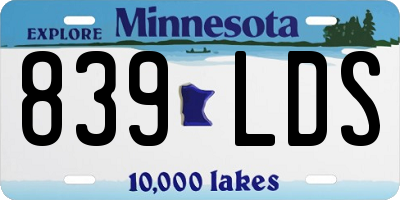 MN license plate 839LDS