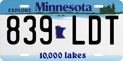 MN license plate 839LDT