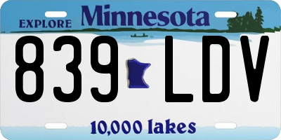 MN license plate 839LDV